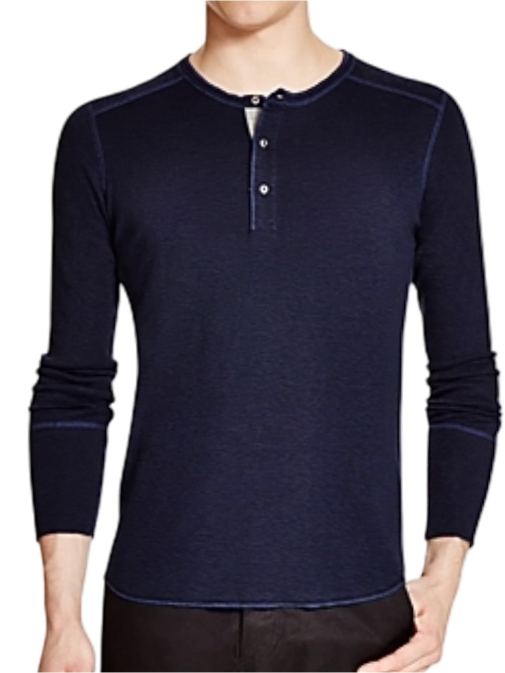 Wings + Horns Men’s Size XXL Dark Navy Blue Long Sleeve Henley Top Shirt